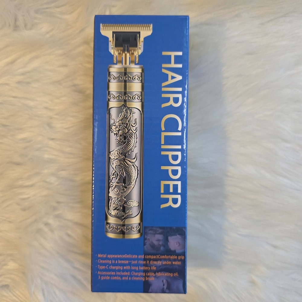 Dragon Hair Beard Trimmer Cordless USB-C Rechargeable T-Blade Clipper Gold